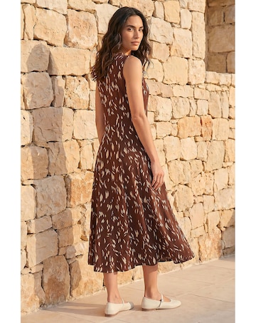 Roman Brush Stroke Panel Midi Dress