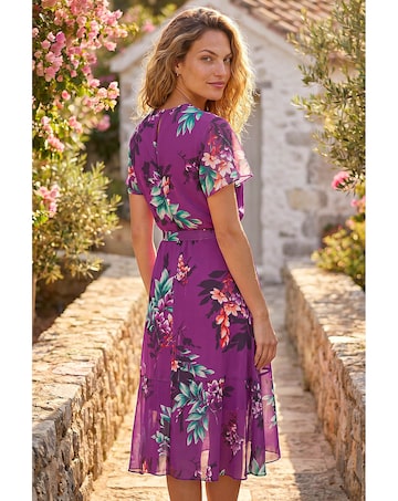 Roman Floral Print Wrap Dress