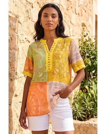 Roman Patchwork Print Top