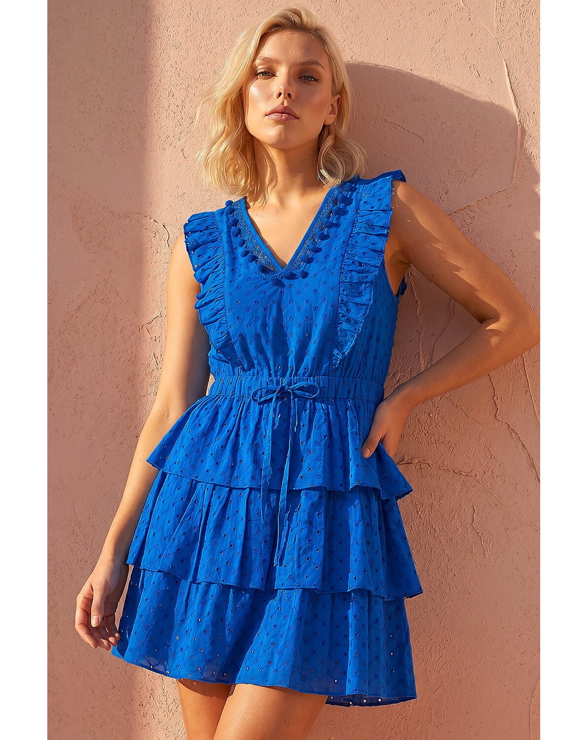 New In - Roman Petite Tiered Tie Waist Dress