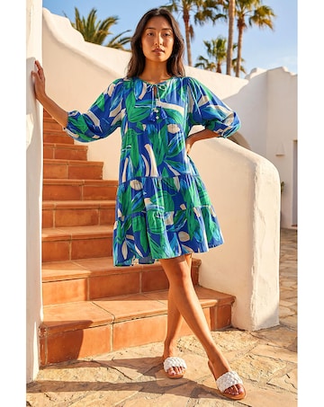 Roman Petite Tiered Tie Front Dress