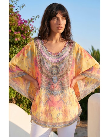 Roman Abstract Embellished Overlay Top