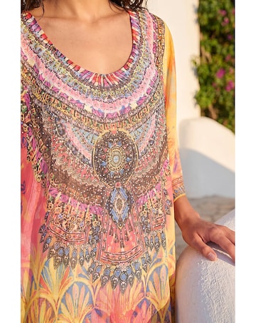 Roman Abstract Embellished Overlay Top