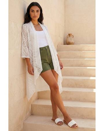Roman Mesh Burnout Longline Kimono