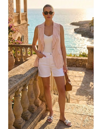 Roman Stripe Longline Waistcoat
