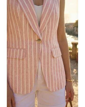Roman Stripe Longline Waistcoat