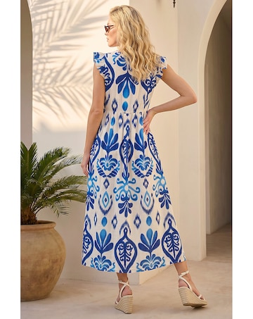 Roman Abstract Frill Detail Midi Dress