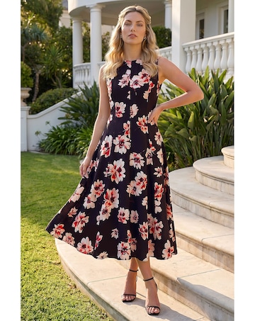 Roman Floral Panel Midi Dress