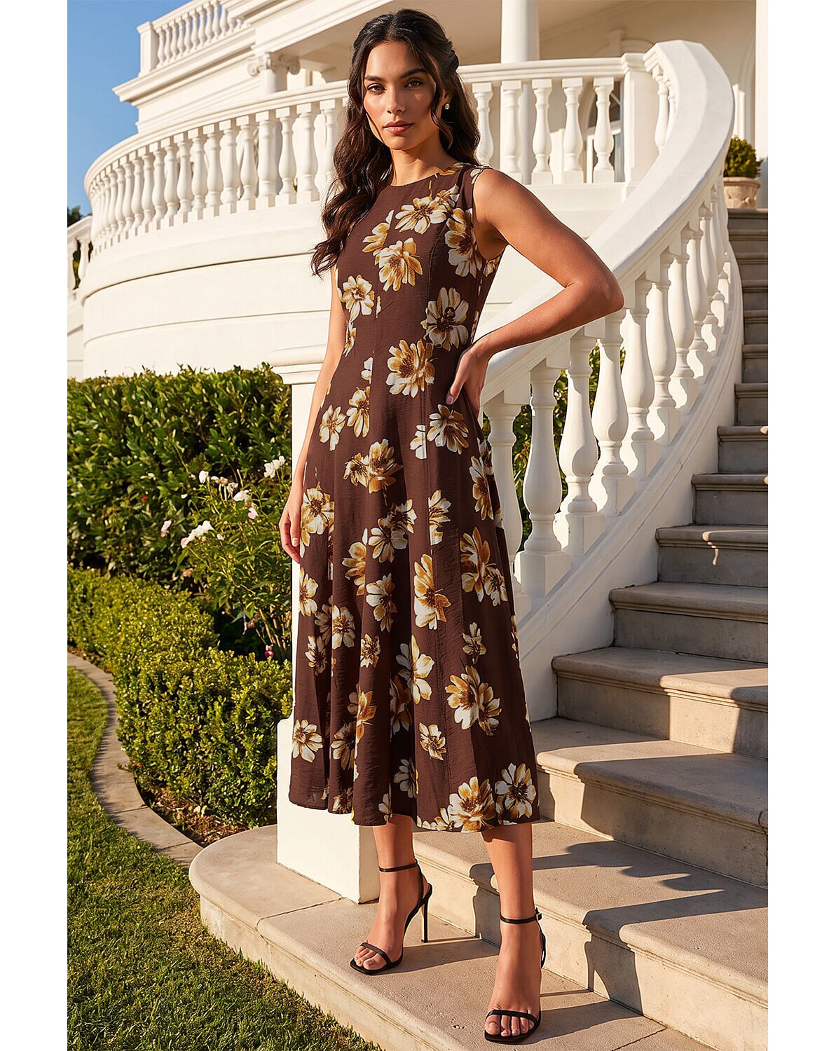 New In - Roman Floral Panel Midi Dress