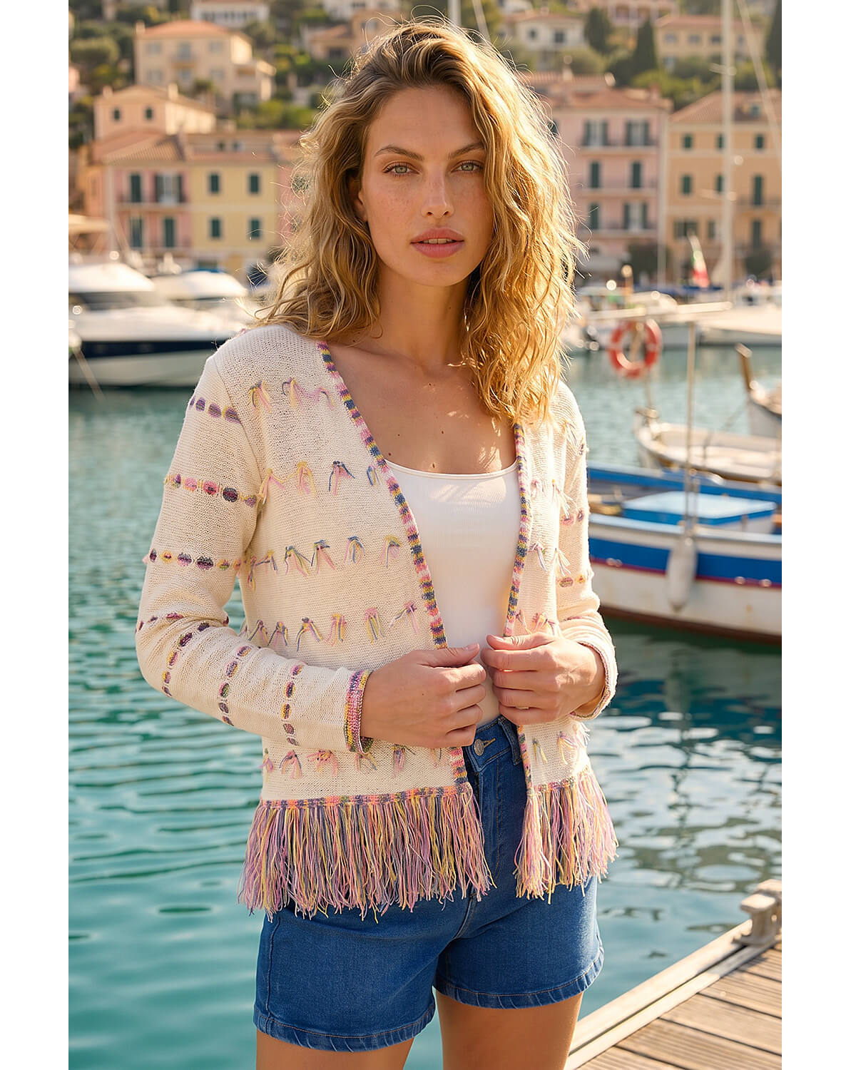 New In - Roman Fringe Light Knit Cardigan