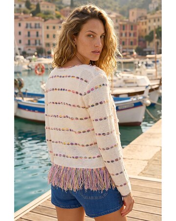 Roman Fringe Light Knit Cardigan