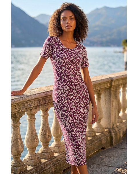 Roman Dusk Abstract Stretch Midi Dress