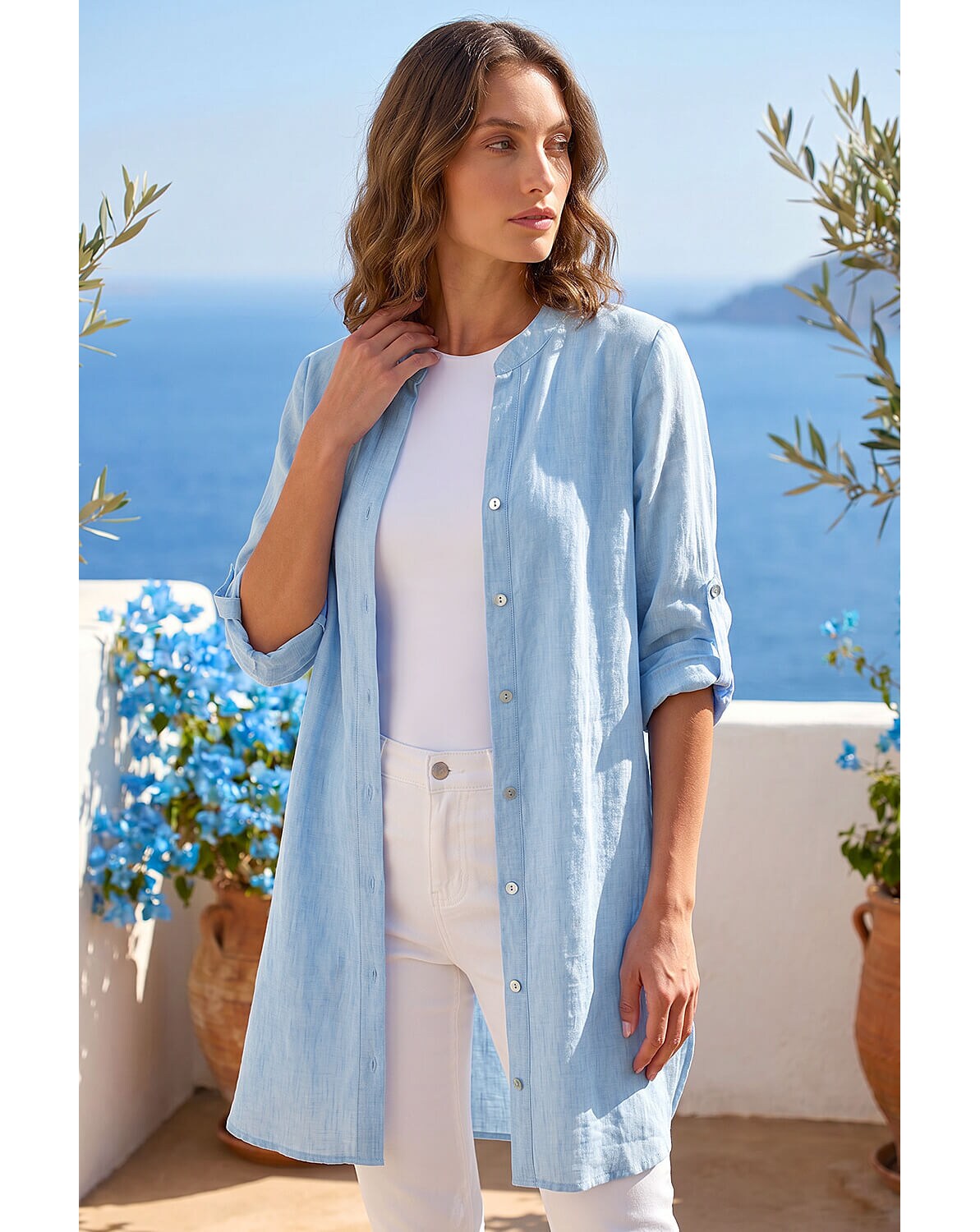 New In - Roman Petite Chambray Buttoned Overshirt