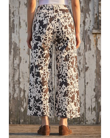 Roman Dusk Cow Print Wide Leg Jean