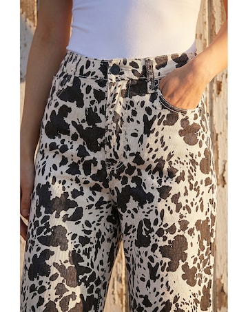 Roman Dusk Cow Print Wide Leg Jean
