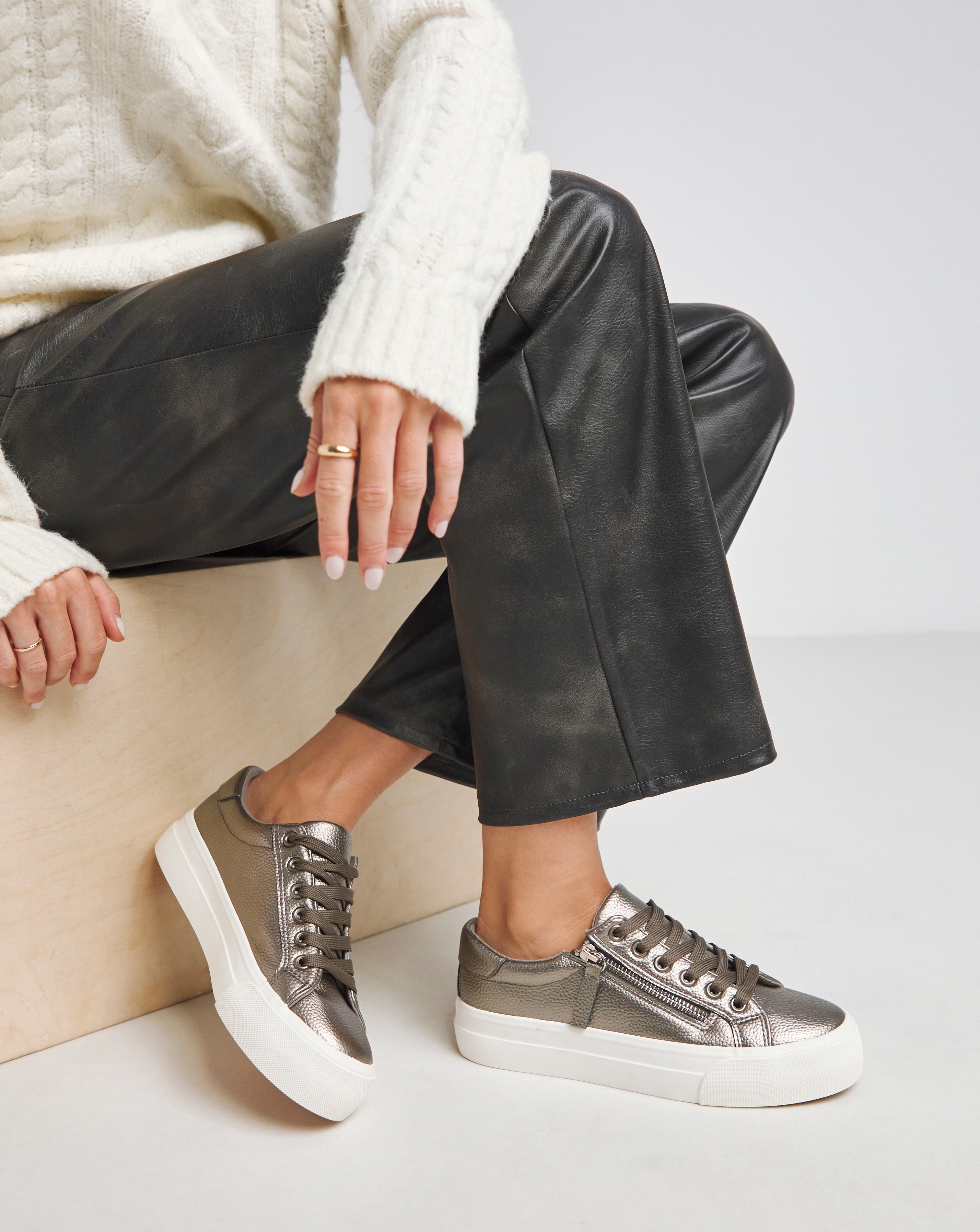 Lace Up Zip Chunky Trainer Ex Wide