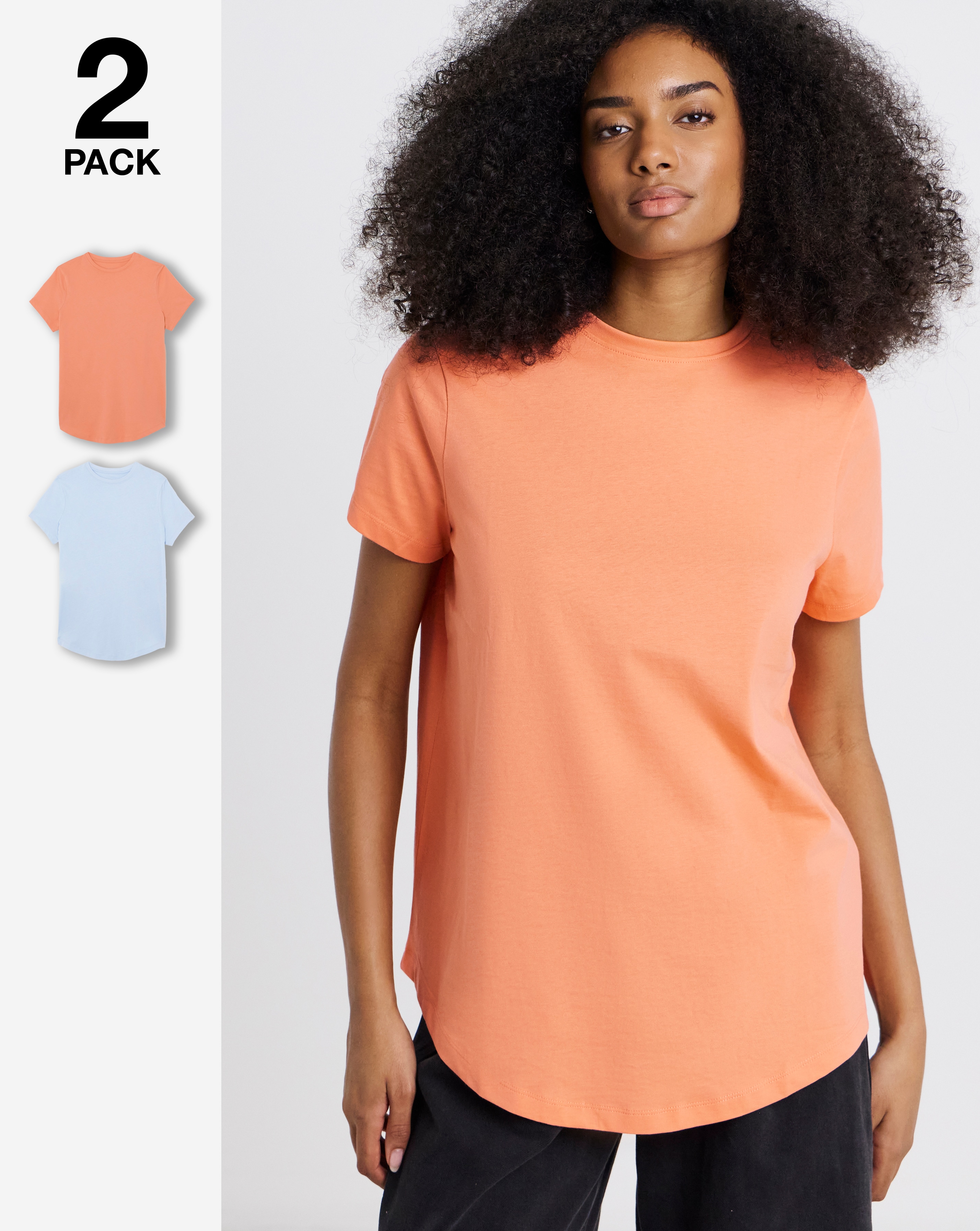 New In - 2 Pack Curved Hem Longline Tees