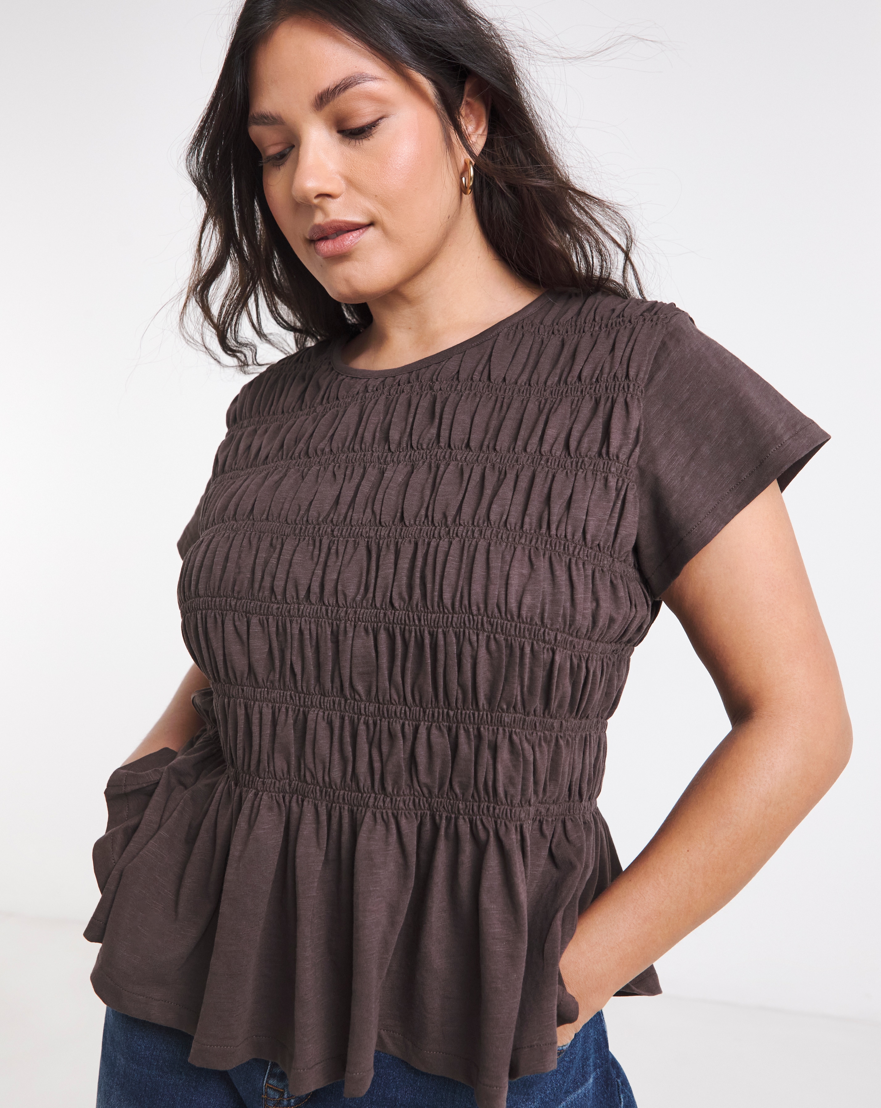 New In - Shirred Peplum Top