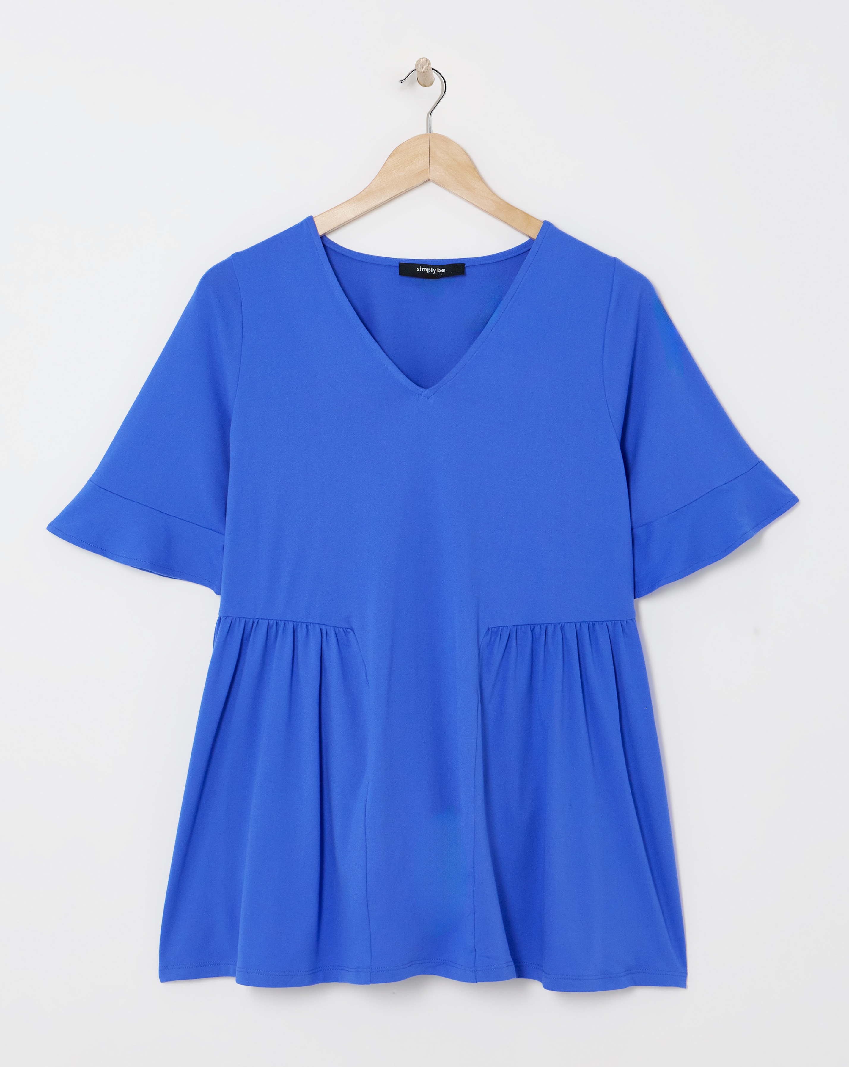 Blue Supersoft V Neck Smock Top