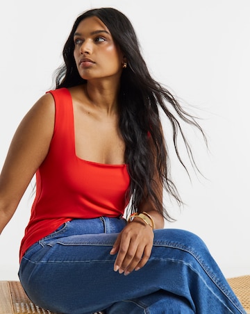 Red Square Neck Vest