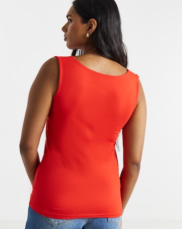 Red Square Neck Vest