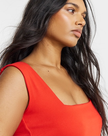 Red Square Neck Vest