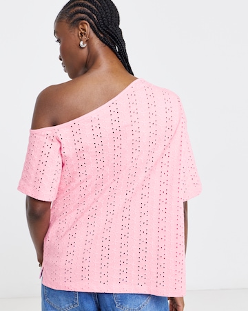 Simply Be Soft Pink Off The Shoulder Broderie Top