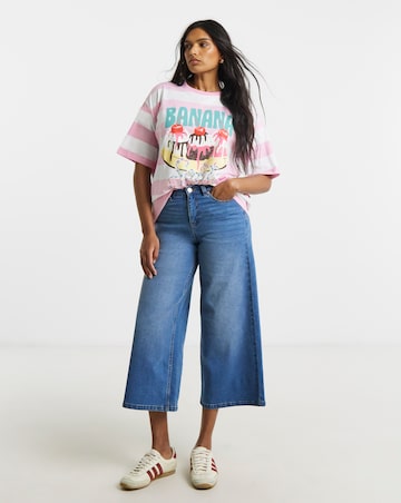 Pink & White Stripe Ice Cream Graphic Oversized T-Shirt