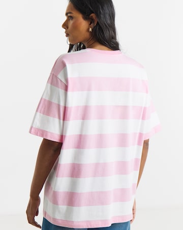 Pink & White Stripe Ice Cream Graphic Oversized T-Shirt