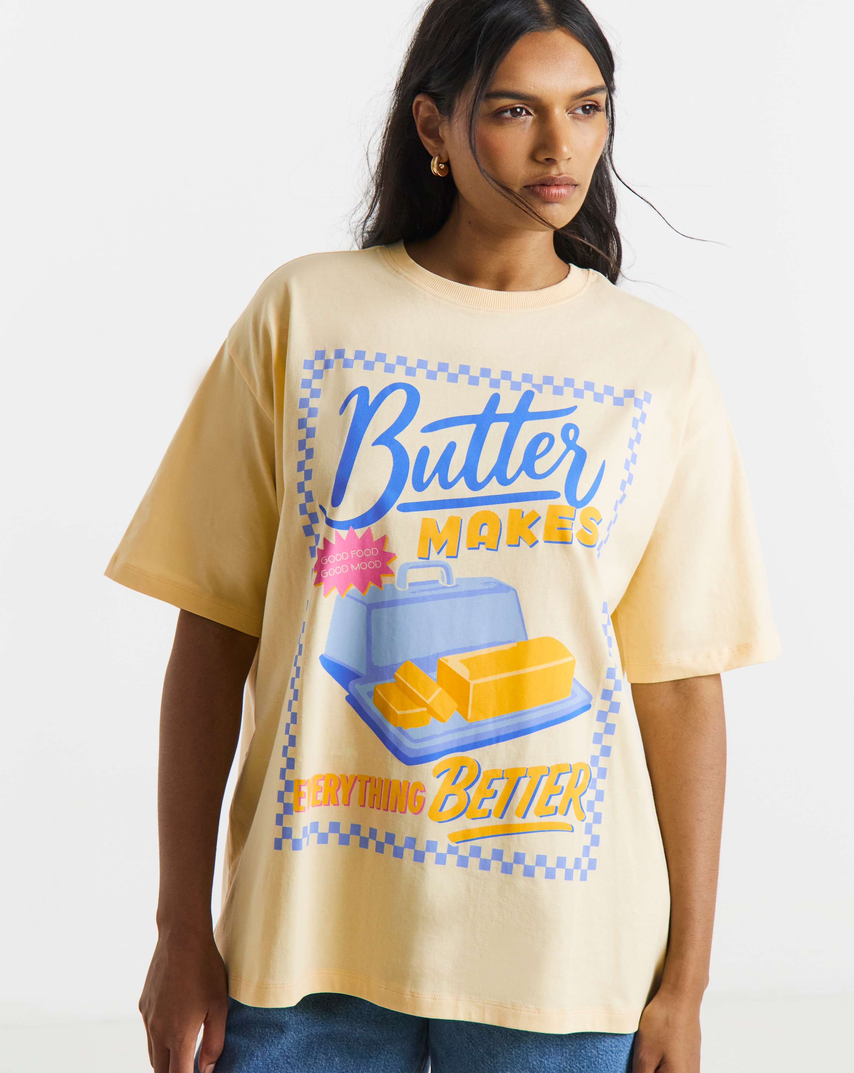 New In - Butter Graphic Oversized T-Shirt