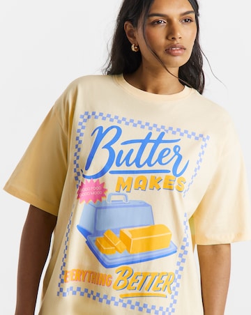 Yellow Butter Graphic Oversized T-Shirt