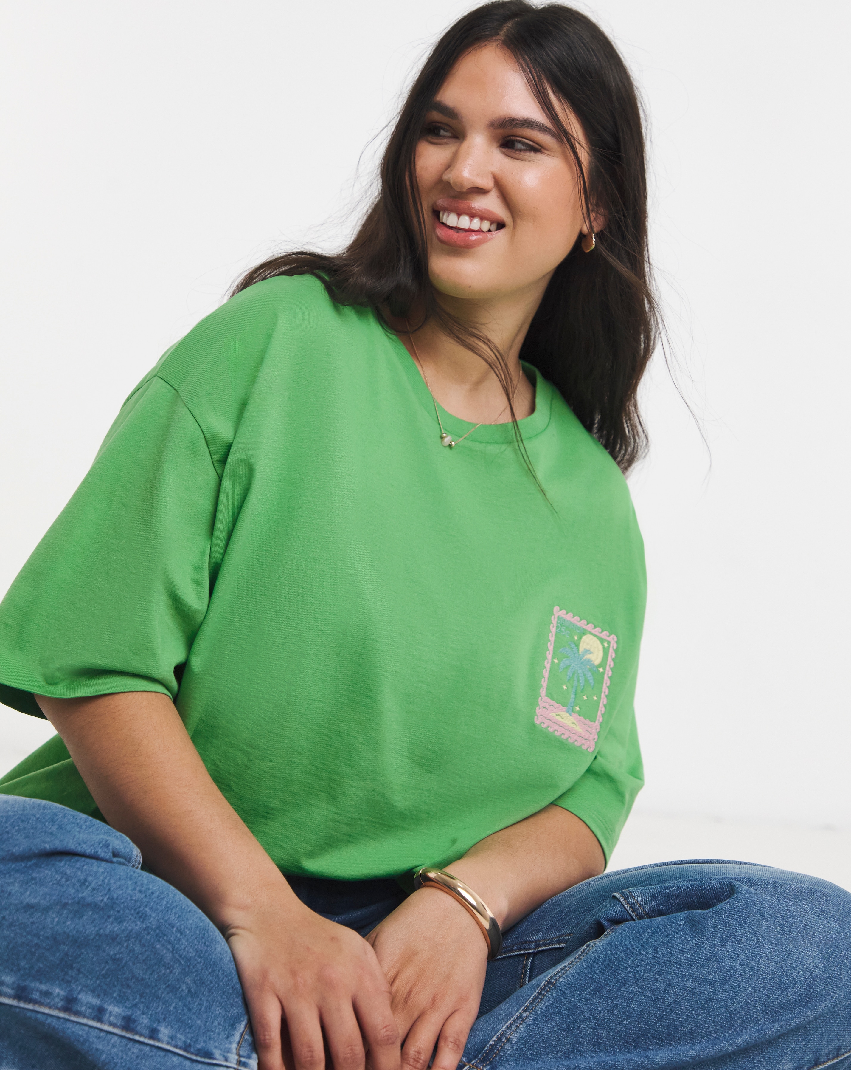 New In - Palm Detail Embroidered T-Shirt