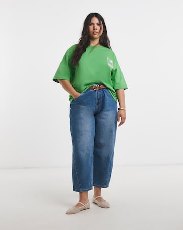 Green Palm Detail Embroidered T-Shirt