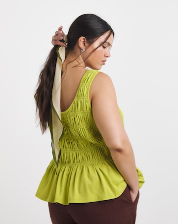 Black & White Shirred Peplum Vest