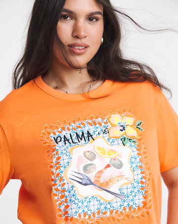 Simply Be Yellow Palma Graphic T-Shirt