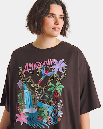 Chocolate Amazonia Graphic Oversized T-Shirt