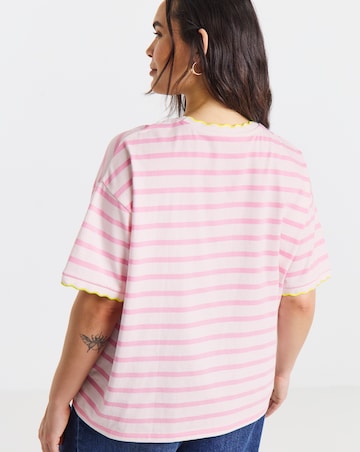 Pink Stripe Scallop T-Shirt