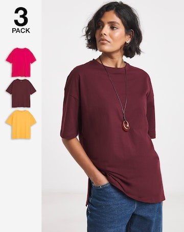 Pink, Burgundy & Yellow 3 Pack Boyfriend T-Shirts
