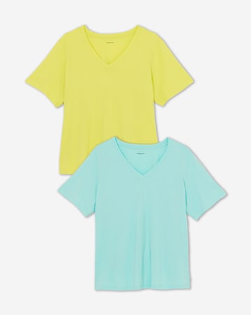 Simply Be Blue & Lime 2 Pack V Neck T-Shirts