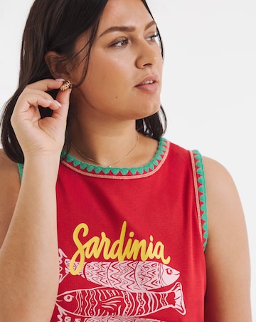 Red Sardinia Graphic Tank Top