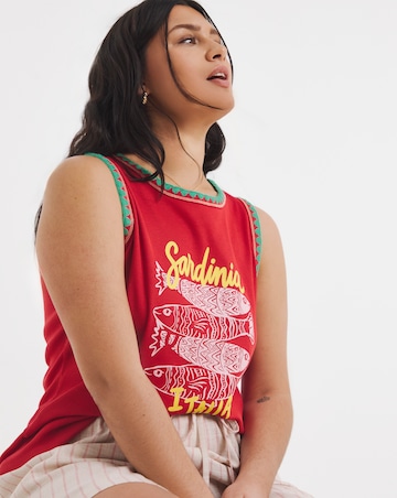 Red Sardinia Graphic Tank Top