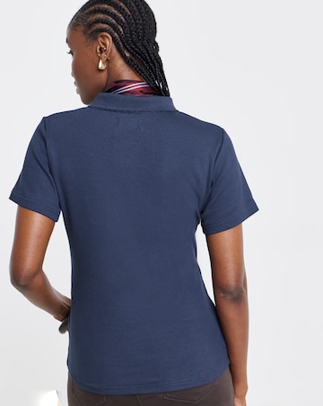 Simply Be Navy Short Sleeve Rib Polo Top