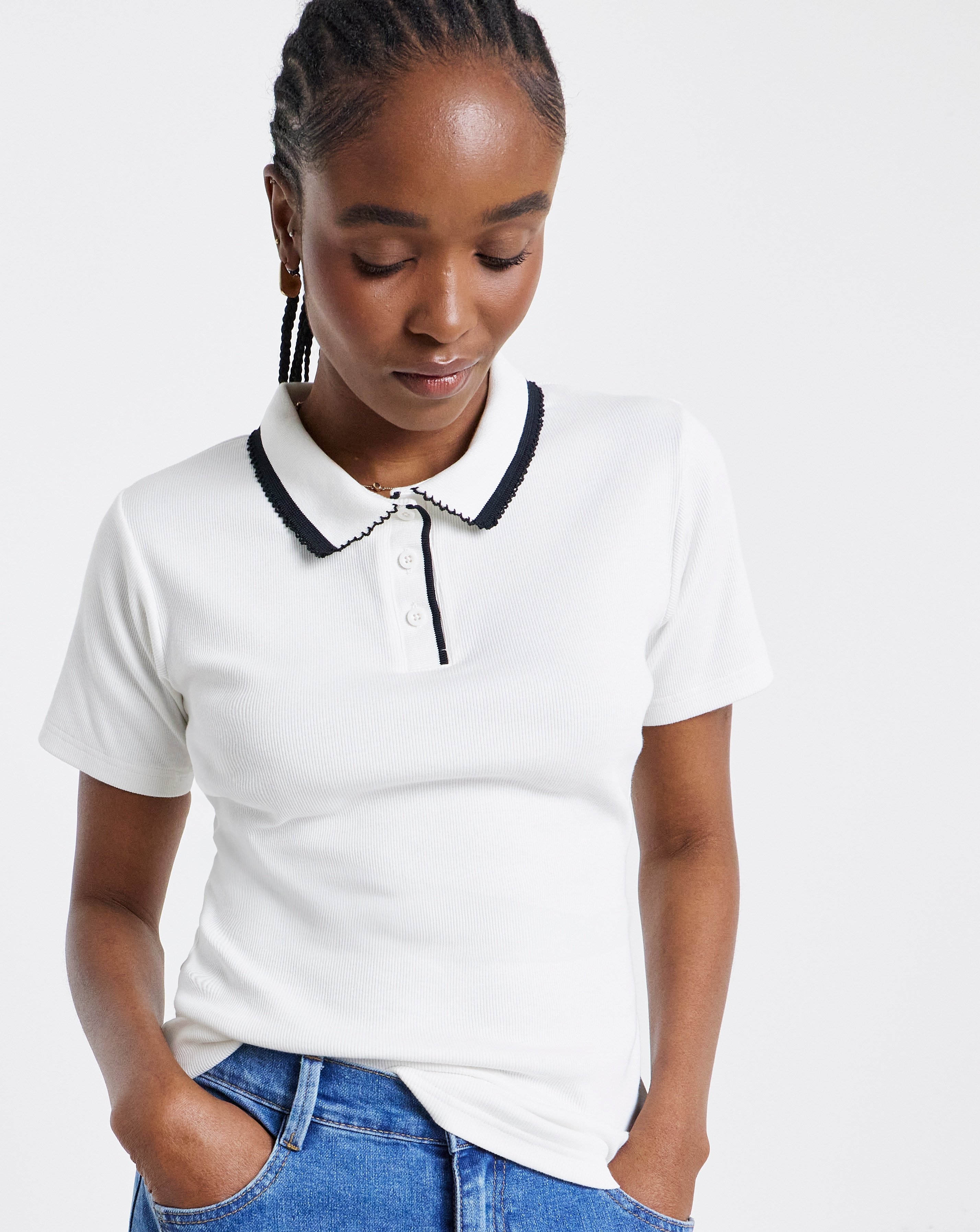 New In - Simply Be Short Sleeve Rib Polo Top