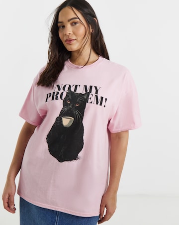 Simply Be Baby Pink Cat Graphic Short Sleeve T-Shirt