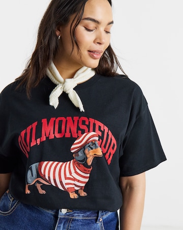 Simply Be Black Dog Graphic Short Sleeve T-Shirt