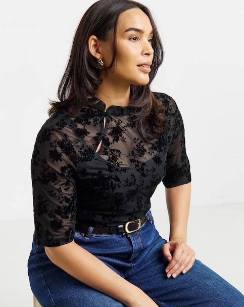 New In - Mesh Flock Top