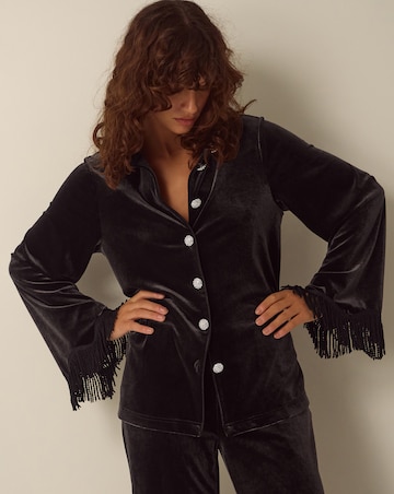 Monsoon Tami Fringe Cuff Velvet Shirt