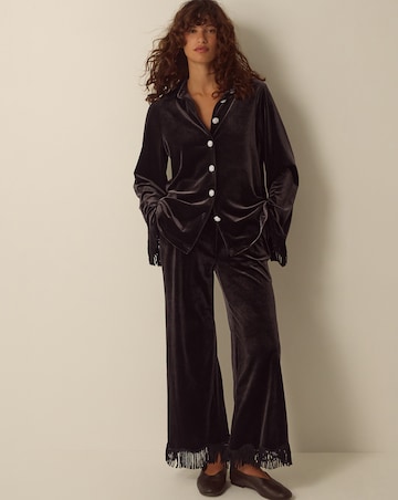 Monsoon Tami Fringe Cuff Velvet Shirt