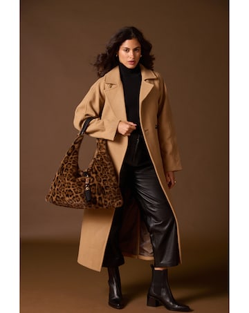 Luella Grey Pandora Leopard Faux Fur Slouch Hobo