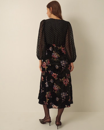 Monsoon Abril Floral Velvet Midi Dress